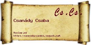 Csanády Csaba névjegykártya